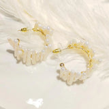 Baroque Freshwater Pearl Hoop Earrings for Women Wedding