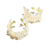 Baroque Freshwater Pearl Hoop Earrings for Women Wedding