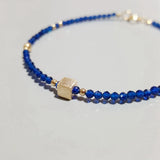 Sapphire 2mm Beads Sterling Silver Bracelet