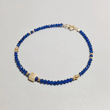 Sapphire 2mm Beads Sterling Silver Bracelet