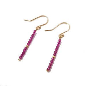 Lab-Created Ruby Beads 925 Silver Drop Earrings