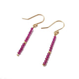 Lab-Created Ruby Beads 925 Silver Drop Earrings