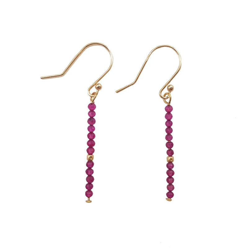 Lab-Created Ruby Beads 925 Silver Drop Earrings