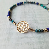 Lapis Lazuli Chrysocolla S925 Charm Bracelet Natural Stone Adjustable Jewelry