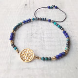 Lapis Lazuli Chrysocolla S925 Charm Bracelet Natural Stone Adjustable Jewelry
