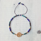 Lapis Lazuli Chrysocolla S925 Charm Bracelet Natural Stone Adjustable Jewelry