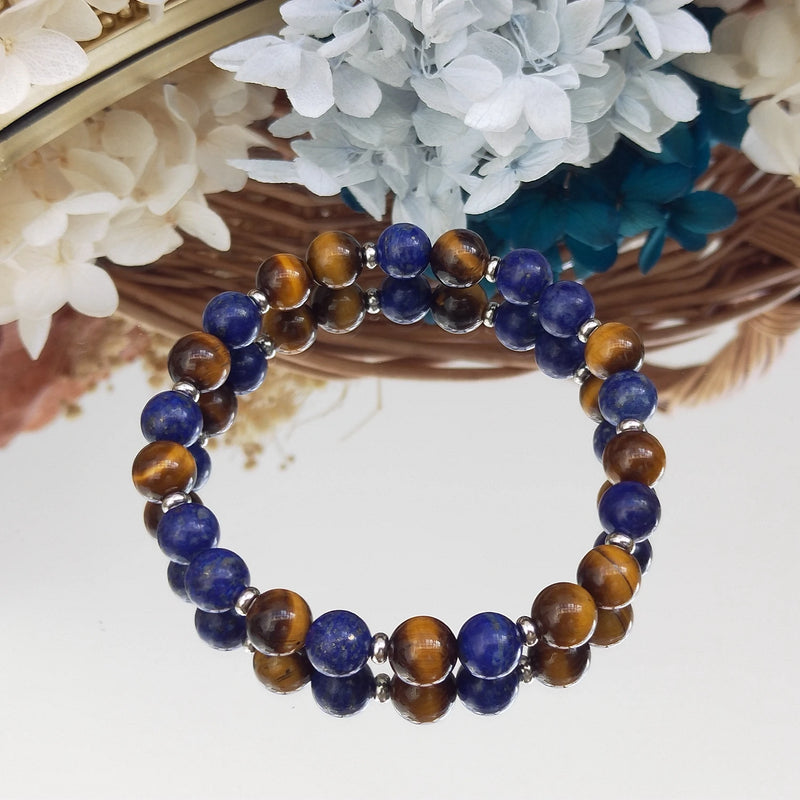 Lapis Lazuli Tiger Eye Stone 8mm Bracelet Men's Jewelry