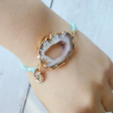 Larimar Drusy Druzy Crystal Agate Natural Stone Bracelet