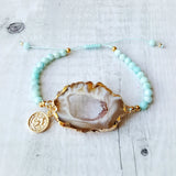 Larimar Drusy Druzy Crystal Agate Natural Stone Bracelet