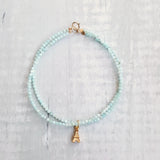 Larimar Eiffel Tower Charm Bracelet 925 Silver Clasp Delicate Jewelry