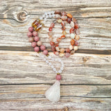 Agate Rhodonite Rose Quartz Pendant Bohemia Necklace