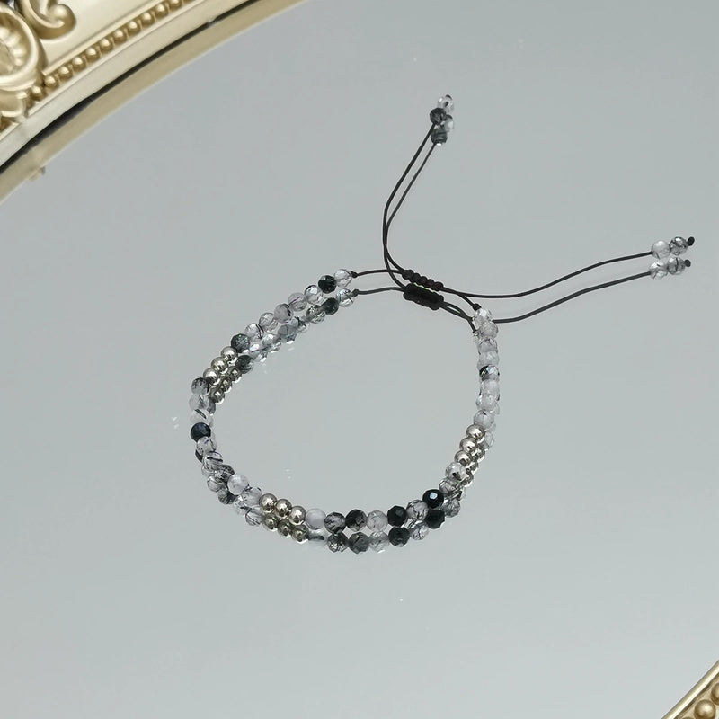 Unisex Tourmaline Quartz Sterling Silver Bracelet 14-22cm