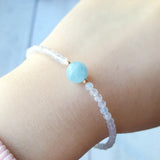 Moonstone Aquamarine 925 Silver Bracelet Delicate Jewelry