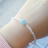 Moonstone Aquamarine 925 Silver Bracelet Delicate Jewelry