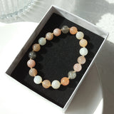 Moonstone Sunstone Beaded Bracelet 14K Filled Elastic Bracelet