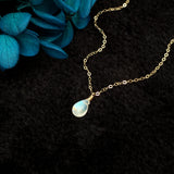 Moonstone Teardrop 14K Gold Filled Necklace Vintage Charm Bijoux Femme