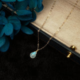 Moonstone Teardrop 14K Gold Filled Necklace Vintage Charm Bijoux Femme