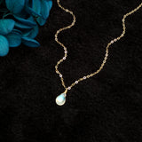 Moonstone Teardrop 14K Gold Filled Necklace Vintage Charm Bijoux Femme