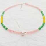 Mutil Choker Necklace Gemstone Baroque Pearl 925 Sterling Silver Boho Jewelry