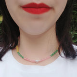 Mutil Choker Necklace Gemstone Baroque Pearl 925 Sterling Silver Boho Jewelry
