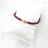 Red Garnet Pink Rice Pearl 925 Silver Bracelet