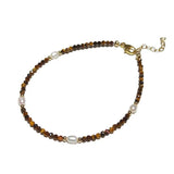 2mm Tiger Eye Freshwater Pearl 14K Filled Bracelet