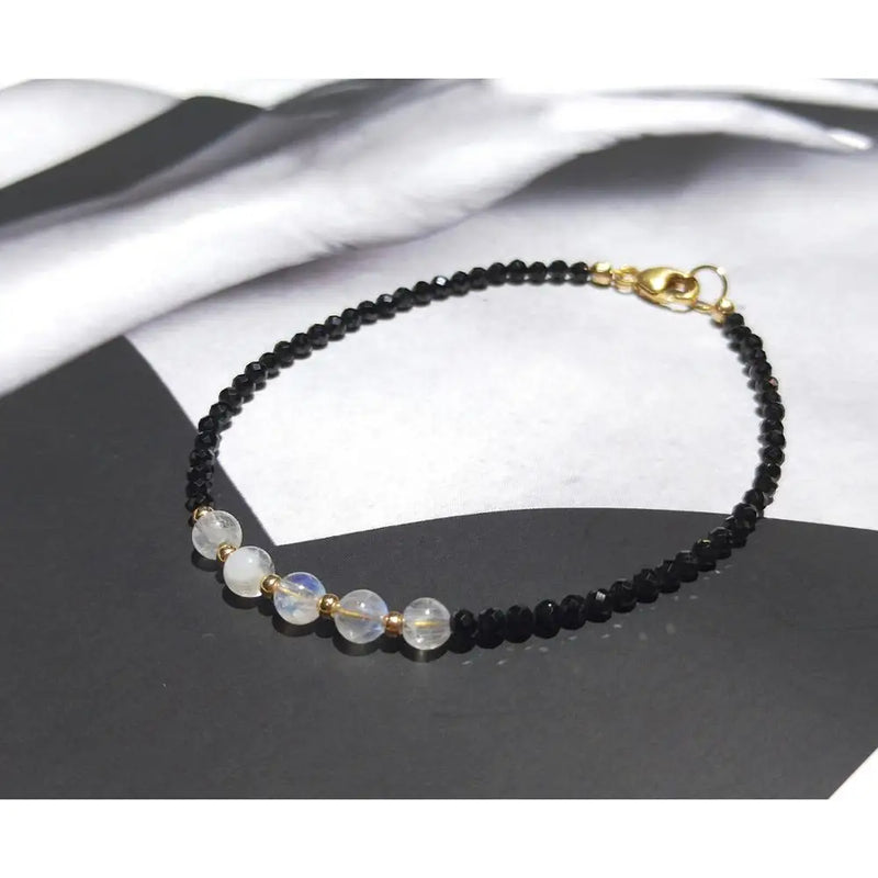 3mm Moonstone & 2mm Spinel 14K Filled Bracelet