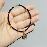 3mm Sparkling Spinel Coin Charm 925 Silver Bracelet for Women