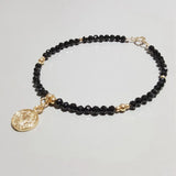 3mm Sparkling Spinel Coin Charm 925 Silver Bracelet for Women