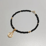 3mm Sparkling Spinel Coin Charm 925 Silver Bracelet for Women