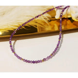 Natural Amethyst 14K Filled Mini Necklace Real Stone Necklace