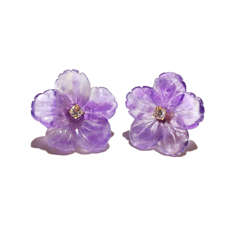 Amethyst Flower 14K Filled Zircon Stud Earrings for Women