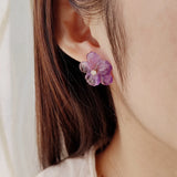 Amethyst Flower 14K Filled Zircon Stud Earrings for Women