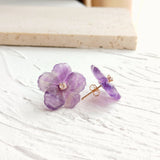 Amethyst Flower 14K Filled Zircon Stud Earrings for Women
