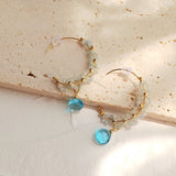Aquamarine Quartz 14K Filled Hoop Earrings Women Gift