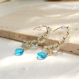Aquamarine Quartz 14K Filled Hoop Earrings Women Gift