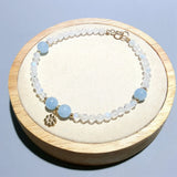 Aquamarine Moonstone 925 Silver Flower Bracelet 18K Plated