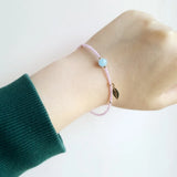 Aquamarine Pink Zircon Sterling Silver Leaf Charm Bracelet