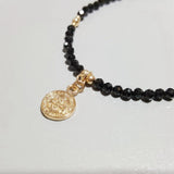Spinel Coin Charm 925 Silver Bracelet for Women