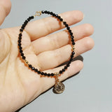 Spinel Coin Charm 925 Silver Bracelet for Women