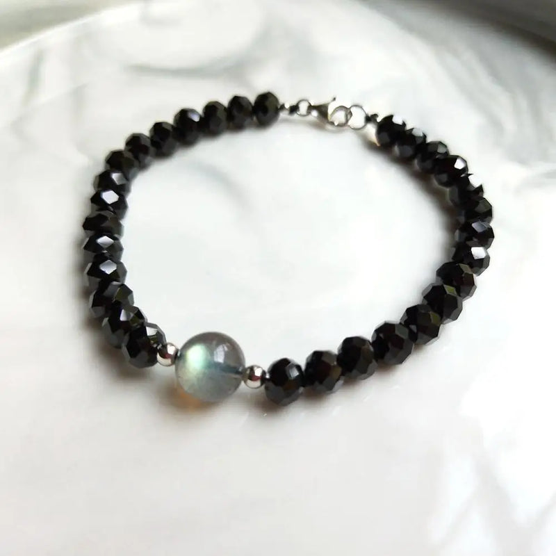 Spinel Labradorite Bracelet 925 Silver Clasp Jewelry