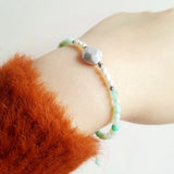 Chrysoprase Pearl 925 Silver Bracelet Platinum Plated