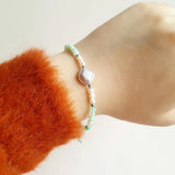 Chrysoprase Pearl 925 Silver Bracelet Platinum Plated