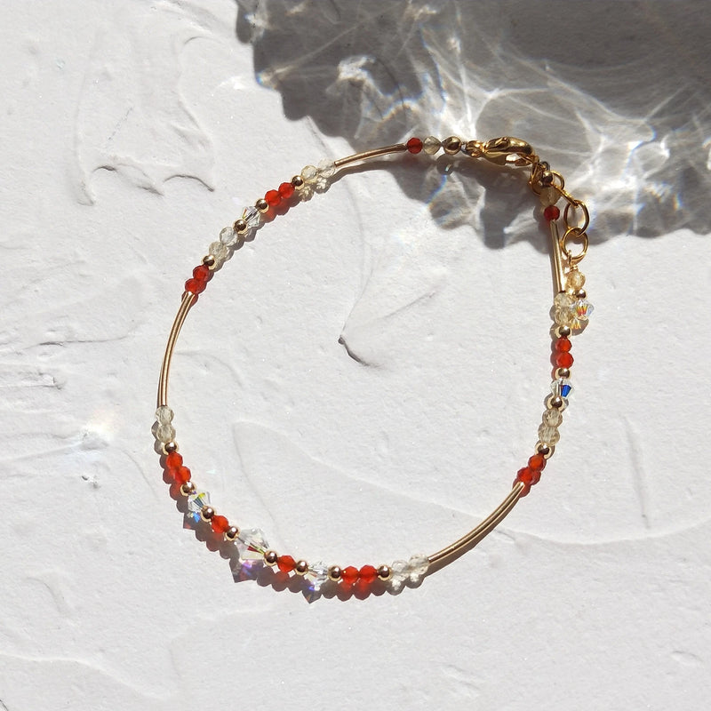 Natural Citrine Carnelian 14K Filled Bracelet for Women Girls
