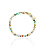 Colorful Stone Stainless Steel Plated Bracelet for Women Girls