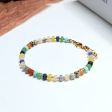Colorful Stone Stainless Steel Plated Bracelet for Women Girls