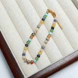 Colorful Stone Stainless Steel Plated Bracelet for Women Girls