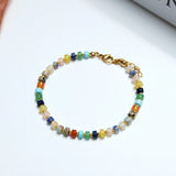 Colorful Stone Stainless Steel Plated Bracelet for Women Girls
