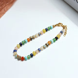 Colorful Stone Stainless Steel Plated Bracelet for Women Girls