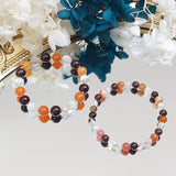 Garnet Moonstone Carnelian 14K Filled Elastic Bracelet